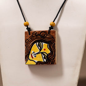Kerala Mural Handpainted Bamboo Necklace 203