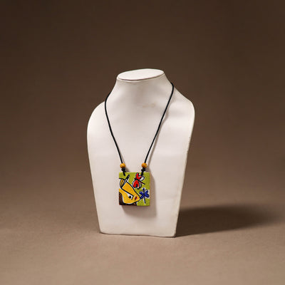 Kerala Mural Handpainted Bamboo Necklace 204