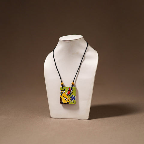 Kerala Mural Handpainted Bamboo Necklace 204