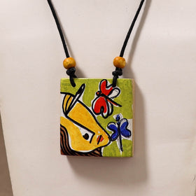 Kerala Mural Handpainted Bamboo Necklace 204