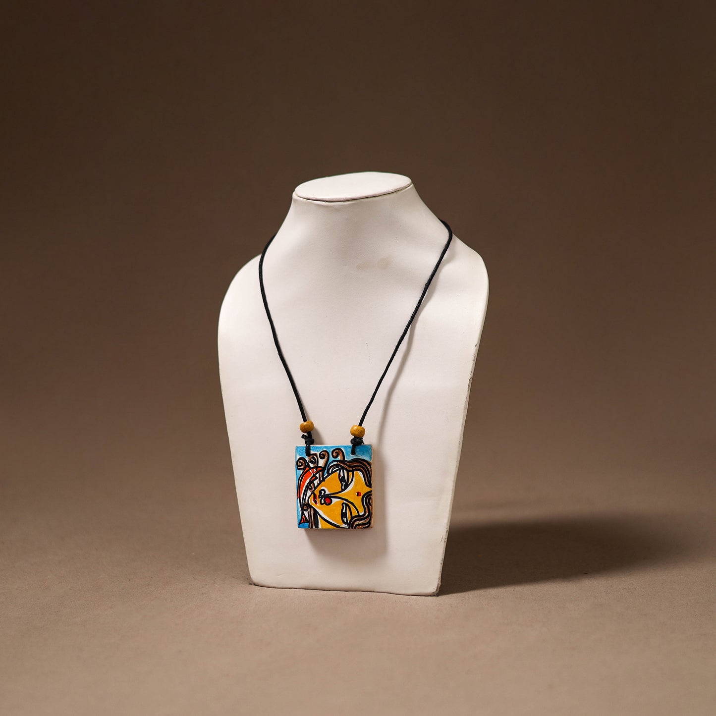 Kerala Mural Handpainted Bamboo Necklace 205