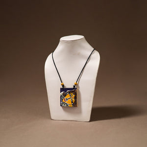 Kerala mural handpainted bamboo necklace 206 - handcrafted