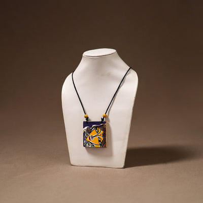 Kerala Mural Handpainted Bamboo Necklace 206