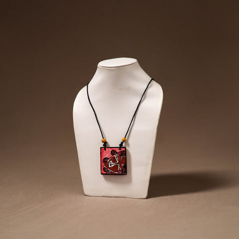 Kerala Mural Handpainted Bamboo Necklace 207