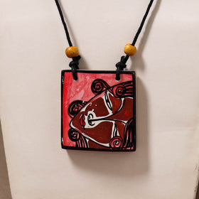 Kerala Mural Handpainted Bamboo Necklace 207