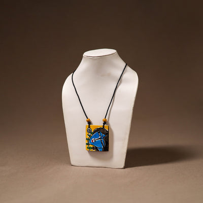 Kerala Mural Handpainted Bamboo Necklace 208