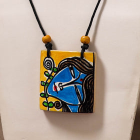 Kerala Mural Handpainted Bamboo Necklace 208
