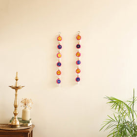 Handmade Gota Patti Hanging with Zari Balls Beadwork for Festive Decor (Set of 2) 04