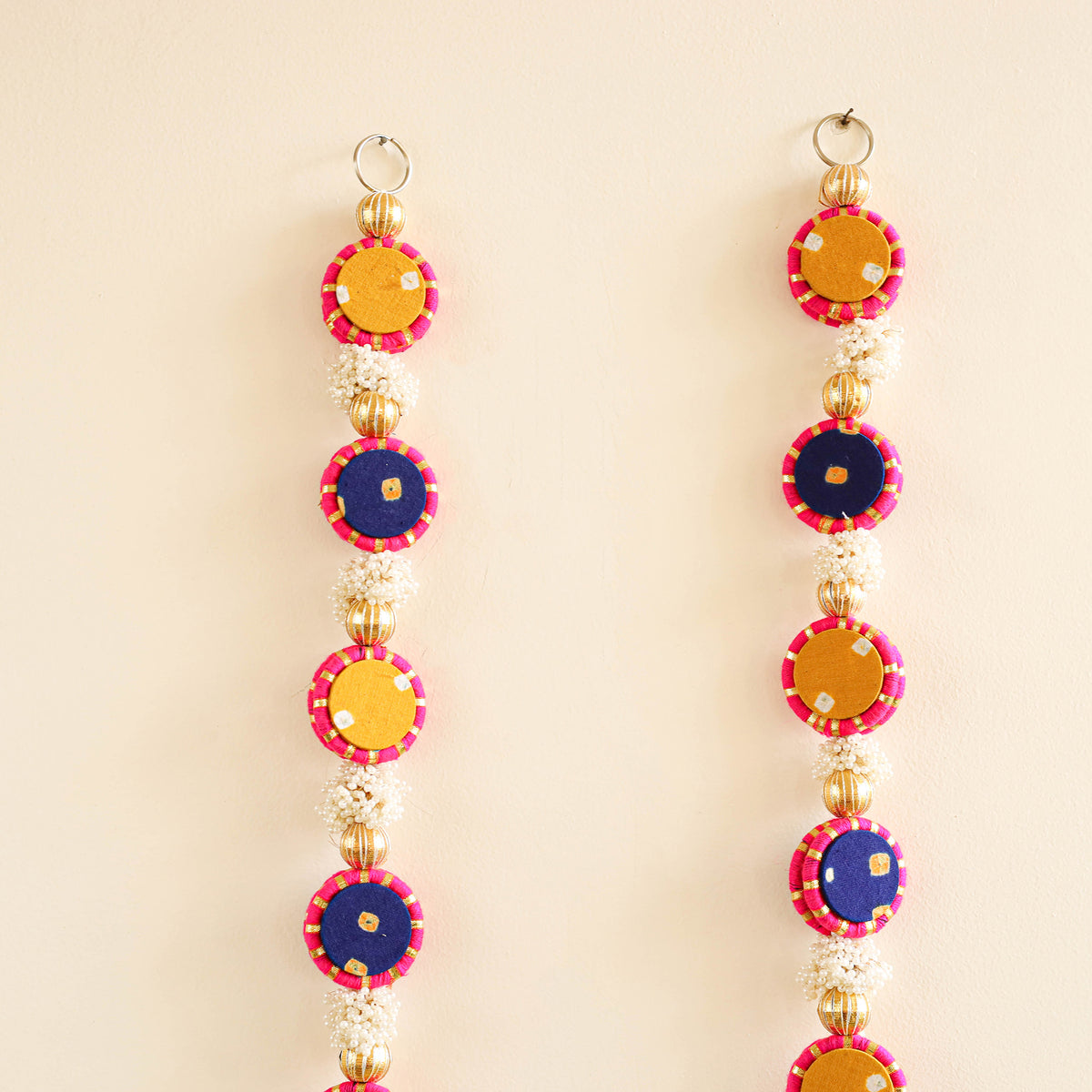 Handmade Gota Patti Hanging with Zari Balls Beadwork for Festive Decor (Set of 2) 04