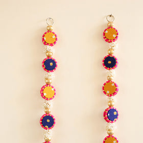 Handmade Gota Patti Hanging with Zari Balls Beadwork for Festive Decor (Set of 2) 04