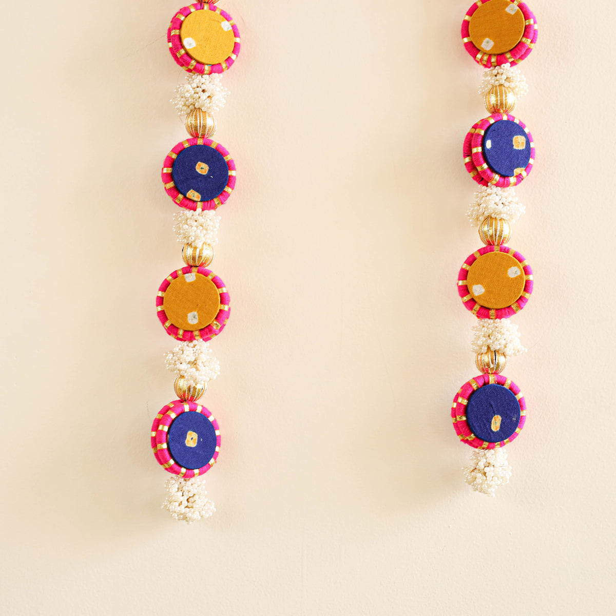 Handmade Gota Patti Hanging with Zari Balls Beadwork for Festive Decor (Set of 2) 04
