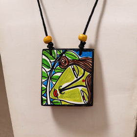 Kerala Mural Handpainted Bamboo Necklace 210