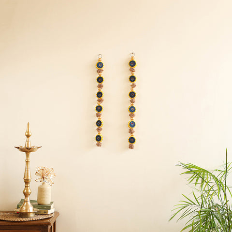 Handmade gota patti hanging with zari balls beadwork for festive decor (set of 2)