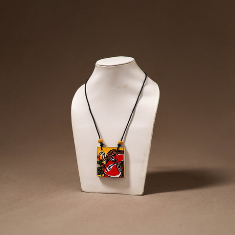 Kerala Mural Handpainted Bamboo Necklace 212