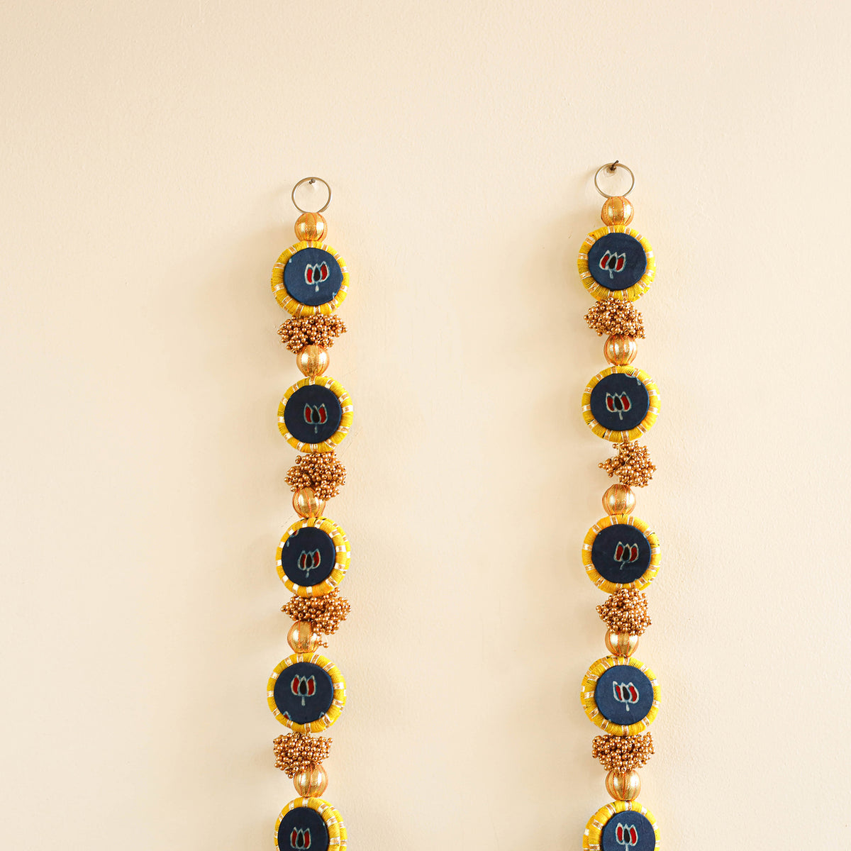 Handmade Gota Patti Hanging with Zari Balls Beadwork for Festive Decor (Set of 2) 08