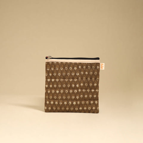 Brown - Handmade Quilted Utility Pouch 35