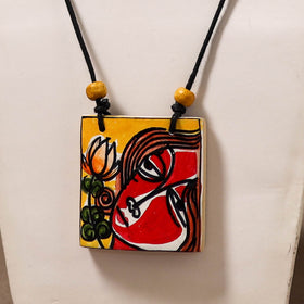 Kerala Mural Handpainted Bamboo Necklace 212