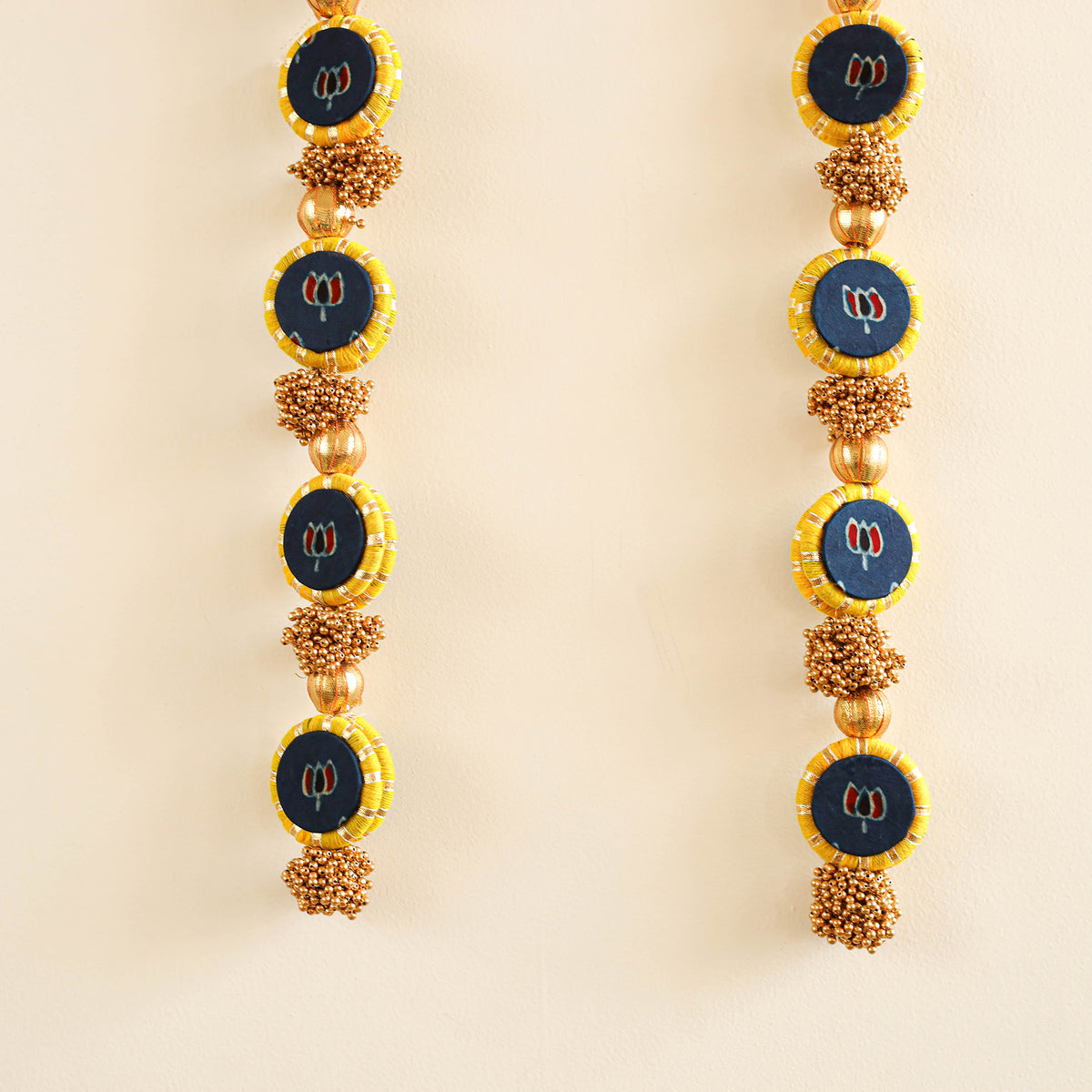 Handmade Gota Patti Hanging with Zari Balls Beadwork for Festive Decor (Set of 2) 08