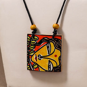Kerala Mural Handpainted Bamboo Necklace 214