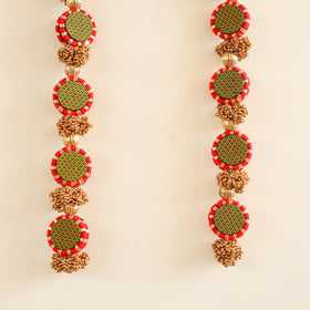 Handmade gota patti hanging with zari balls beadwork for festive decor (set of 2)