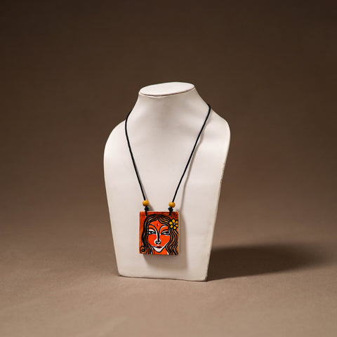 Kerala Mural Handpainted Bamboo Necklace 215