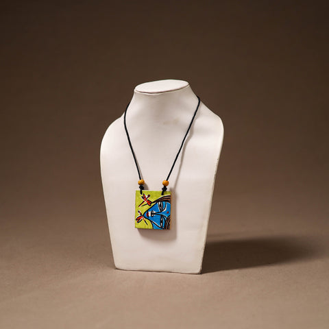 Kerala Mural Handpainted Bamboo Necklace 217