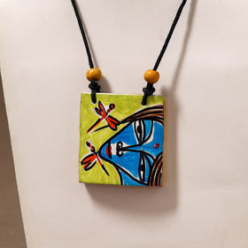 Kerala Mural Handpainted Bamboo Necklace 217