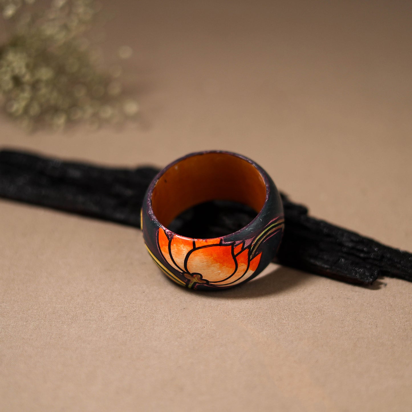 Kerala Mural Handpainted Wooden Bangle (Size - 2-4) 62