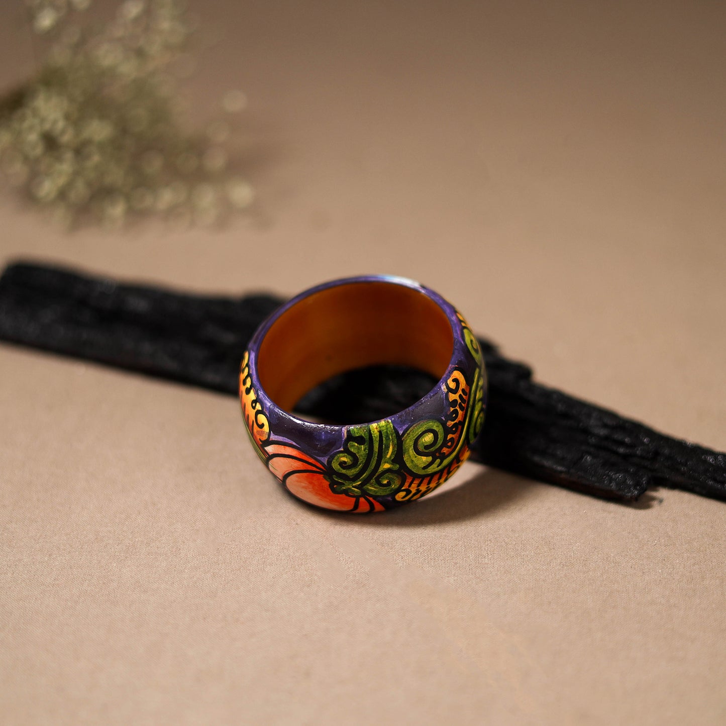 Kerala Mural Handpainted Wooden Bangle (Size - 2-4) 69
