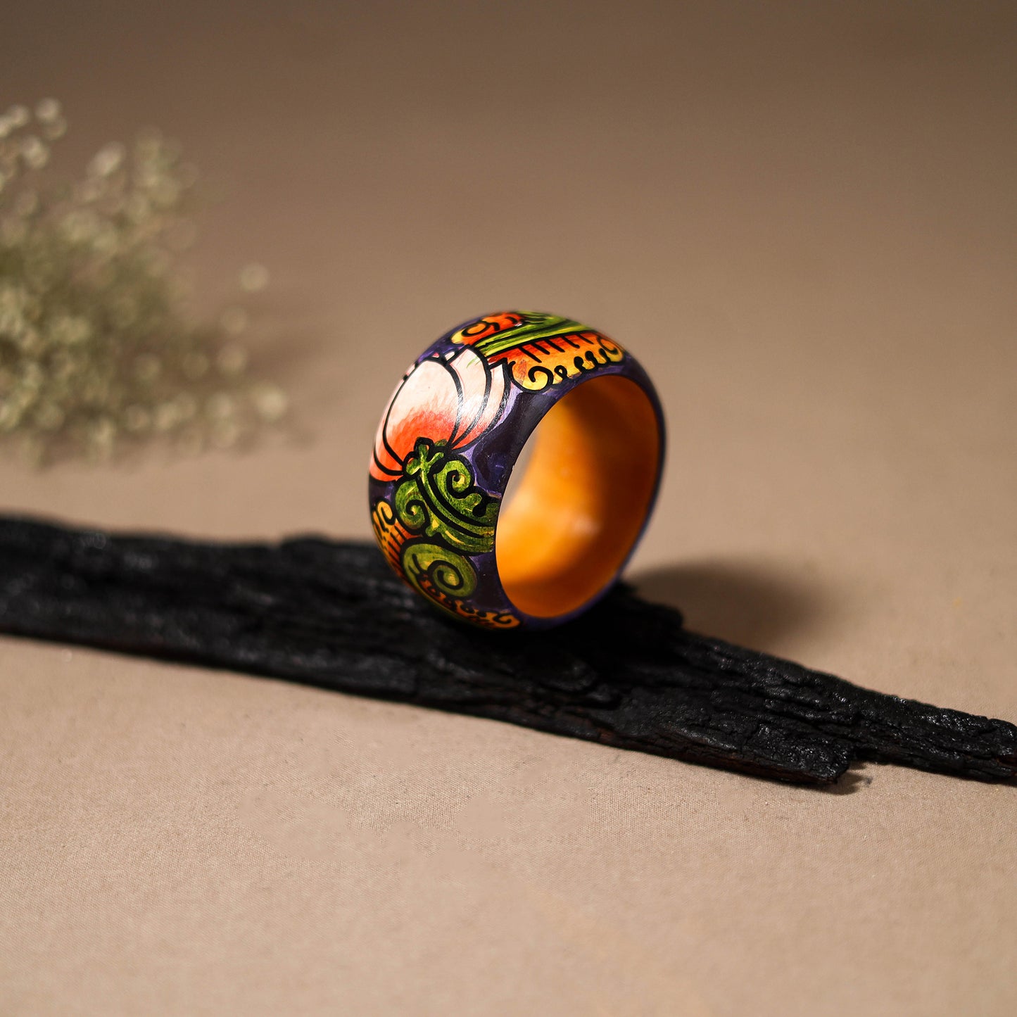 Kerala Mural Handpainted Wooden Bangle (Size - 2-4) 69