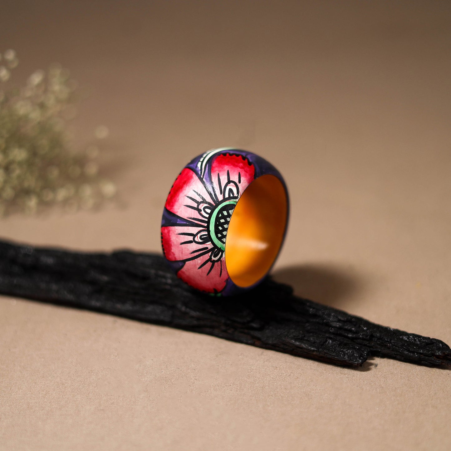 Kerala Mural Handpainted Wooden Bangle (Size - 2-4) 73