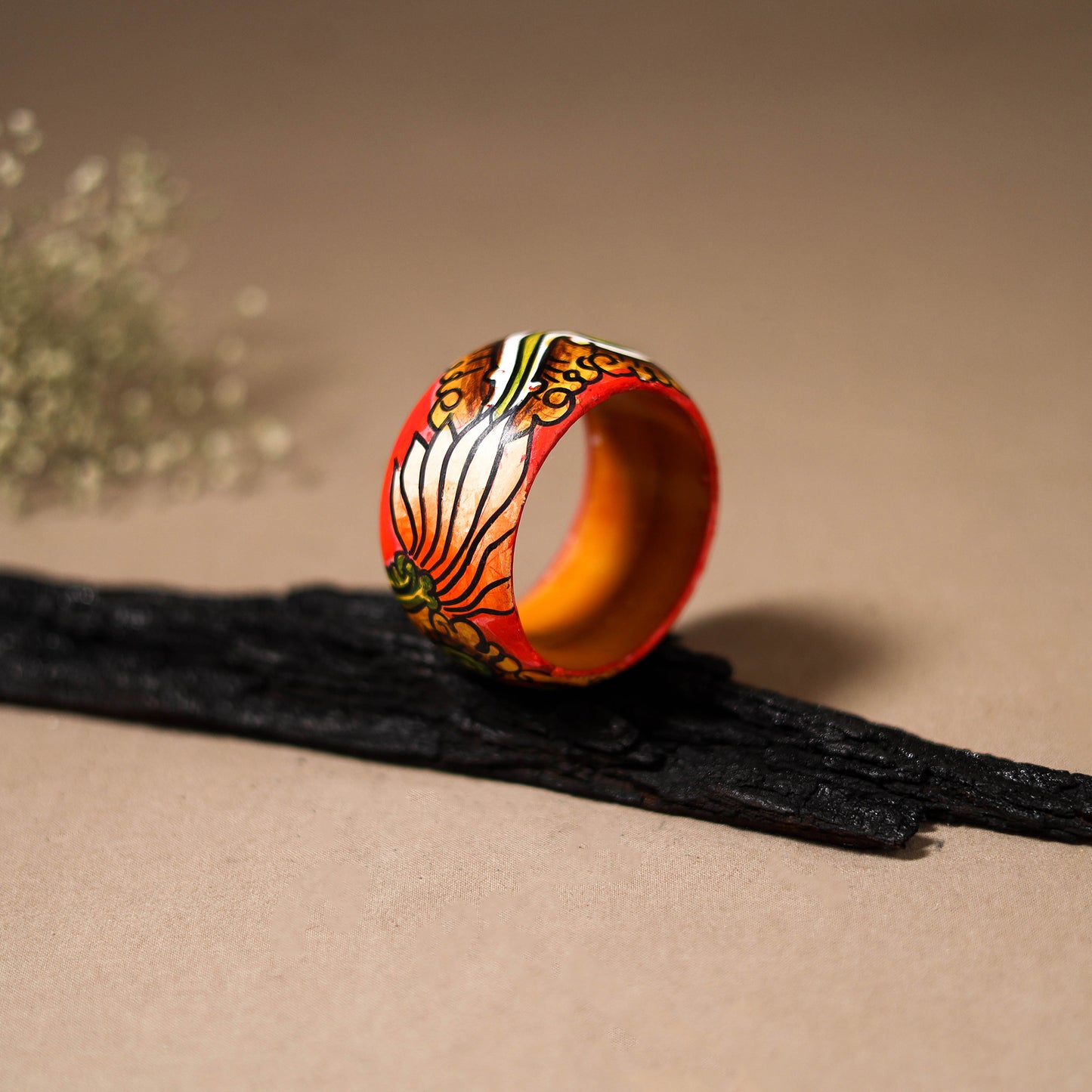 Kerala Mural Handpainted Wooden Bangle (Size - 2-6) 75
