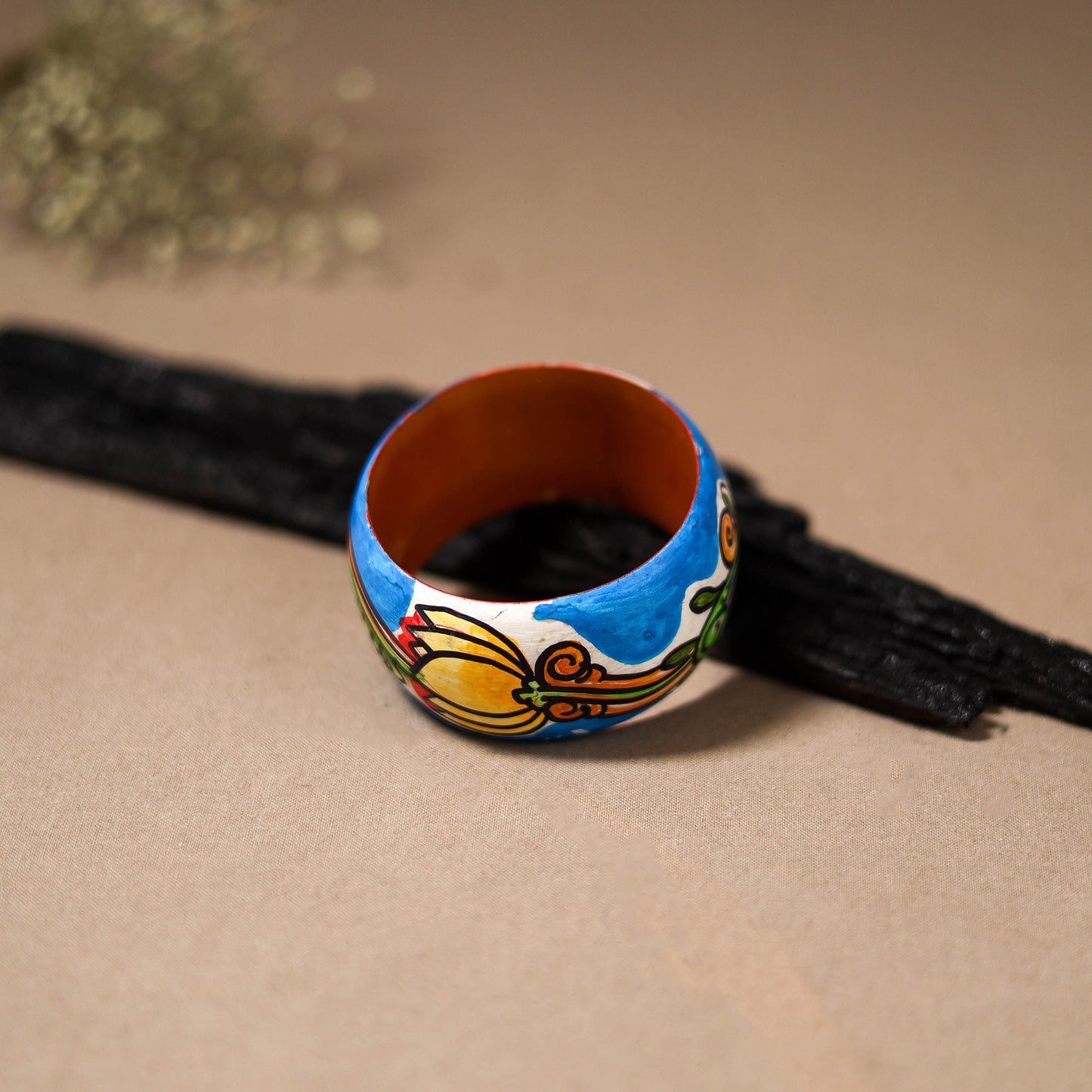 Kerala Mural Handpainted Wooden Bangle (Size - 2-6) 76