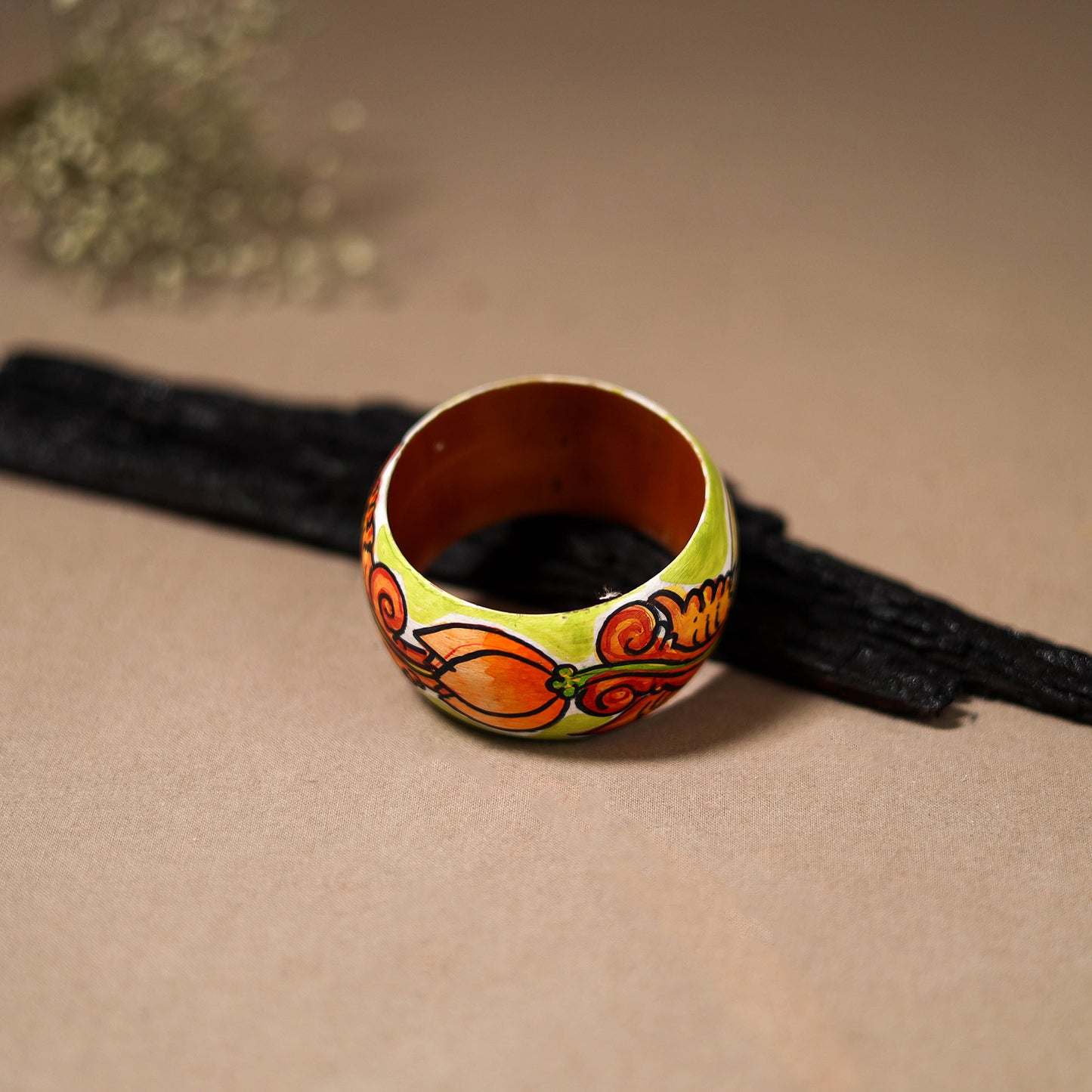 Kerala Mural Handpainted Wooden Bangle (Size - 2-6) 77