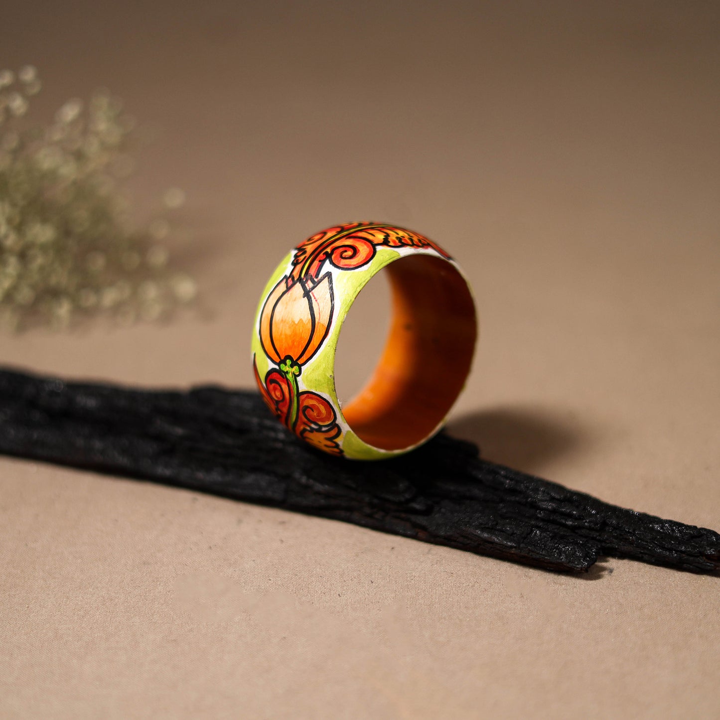 Kerala Mural Handpainted Wooden Bangle (Size - 2-6) 77