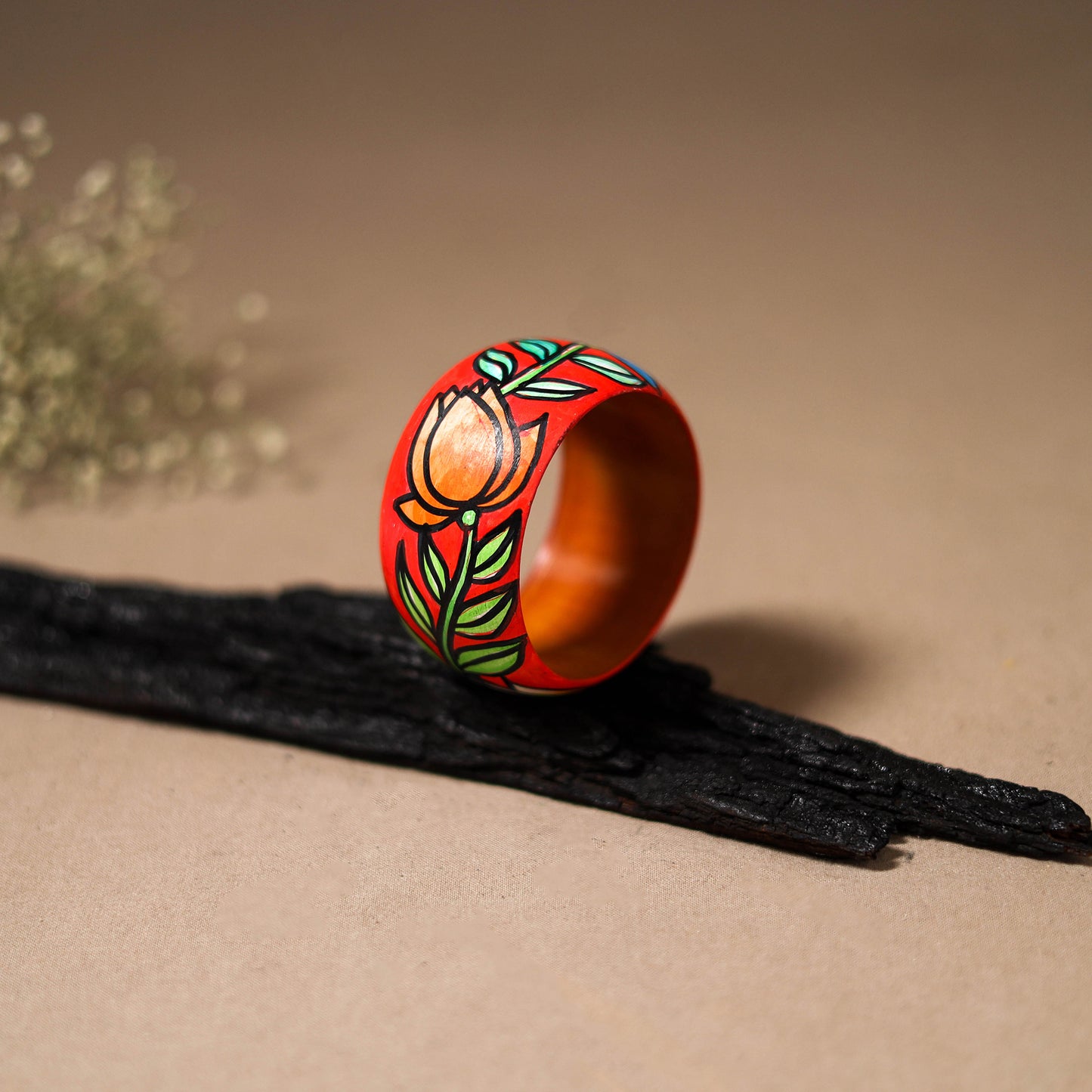 Kerala Mural Handpainted Wooden Bangle (Size - 2-6) 78