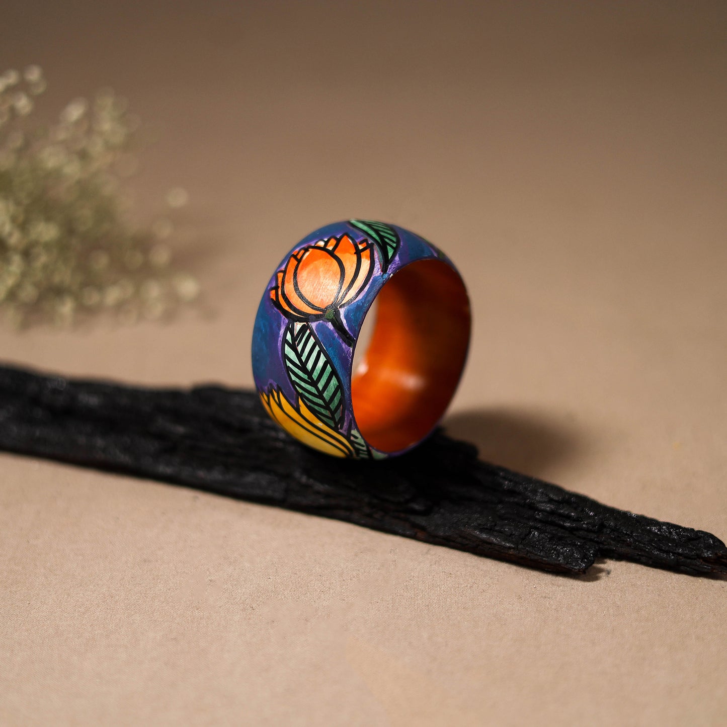 Kerala Mural Handpainted Wooden Bangle (Size - 2-6) 81
