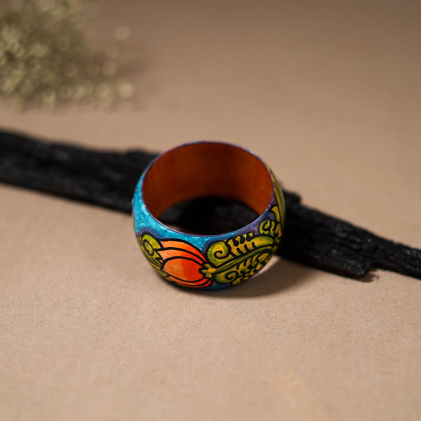 Kerala Mural Handpainted Wooden Bangle (Size - 2-6) 83