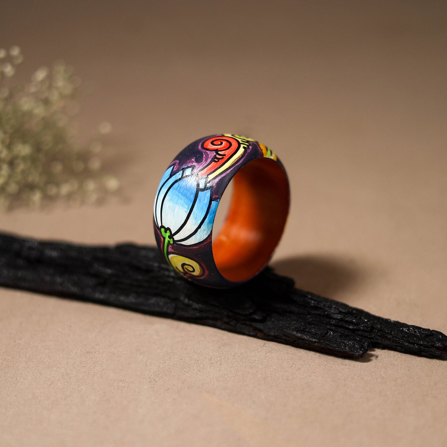 Kerala Mural Handpainted Wooden Bangle (Size - 2-8) 91