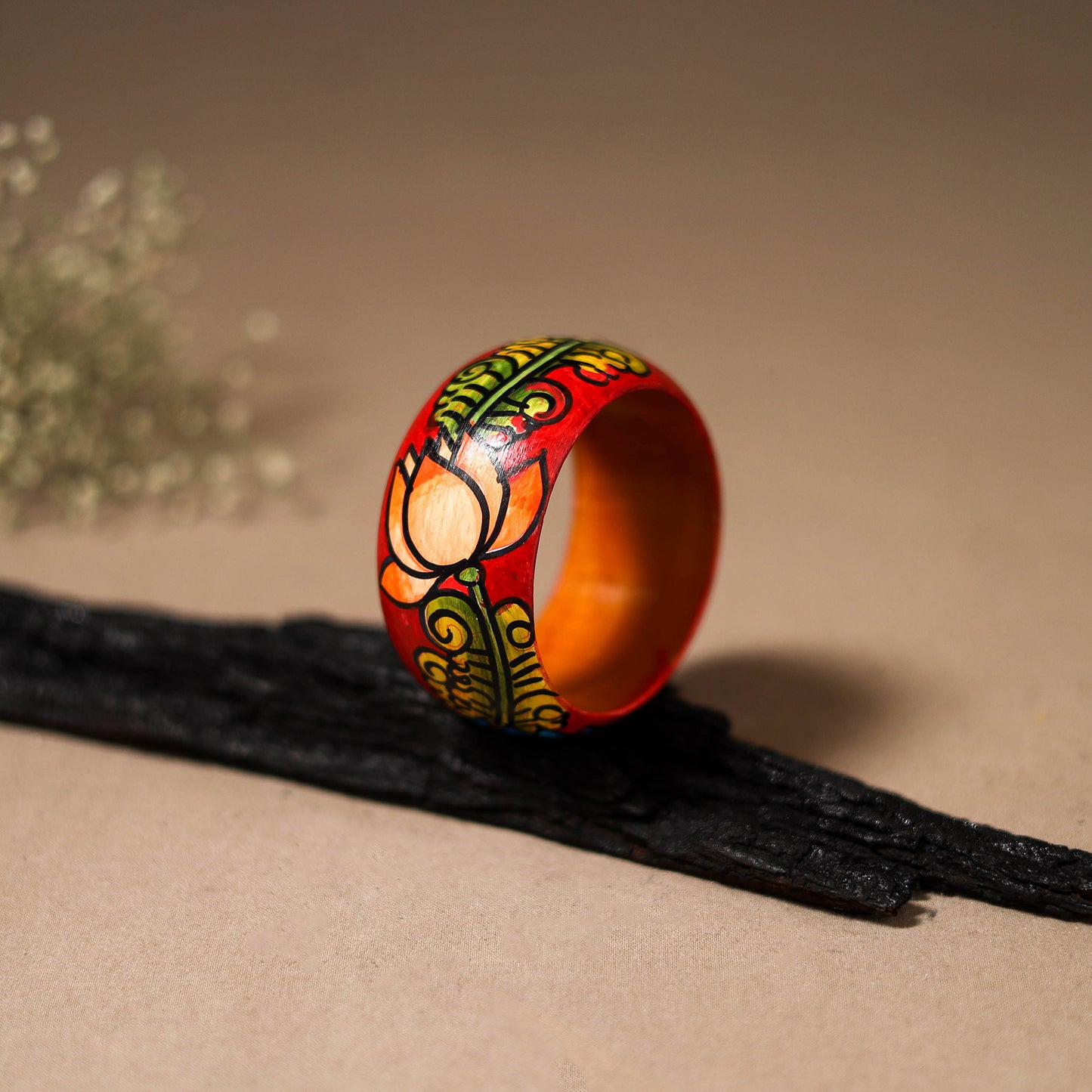 Kerala Mural Handpainted Wooden Bangle (Size - 2-8) 96