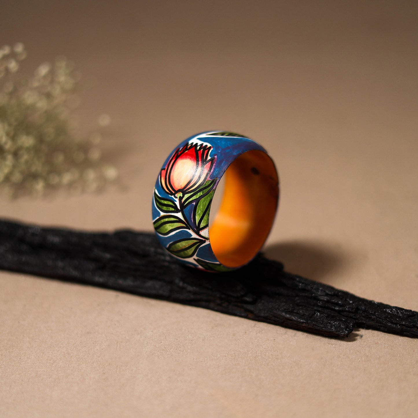 Kerala Mural Handpainted Wooden Bangle (Size - 2-8) 98