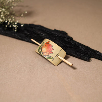 Kerala Mural Handpainted Bamboo Bun Holder Juda Pin 02