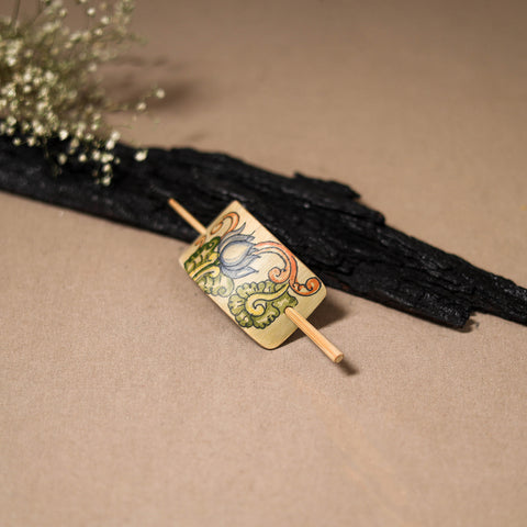 Kerala Mural Handpainted Bamboo Bun Holder Juda Pin 05
