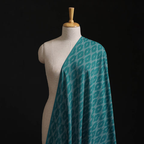 Green - Pochampally Ikat Weave Pure Cotton Fabric 08
