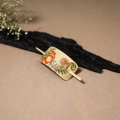 Kerala Mural Handpainted Bamboo Bun Holder Juda Pin 08