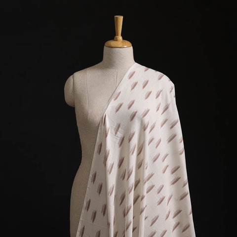 White - Pochampally Ikat Weave Pure Cotton Fabric 11