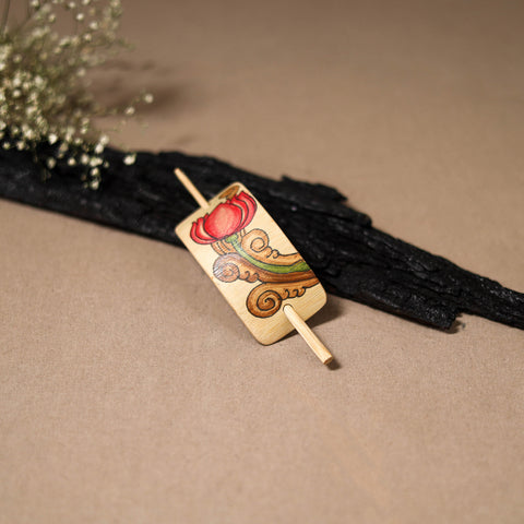 Kerala Mural Handpainted Bamboo Bun Holder Juda Pin 11