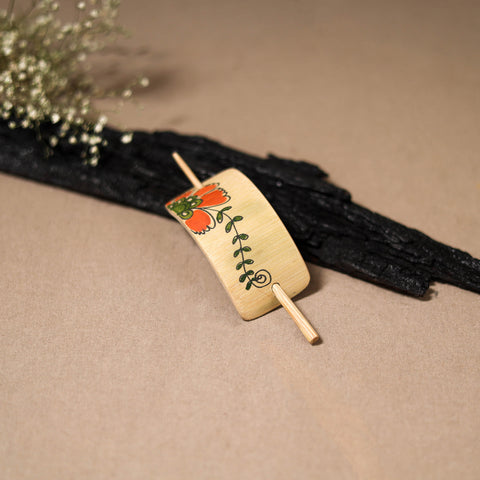 Kerala Mural Handpainted Bamboo Bun Holder Juda Pin 15