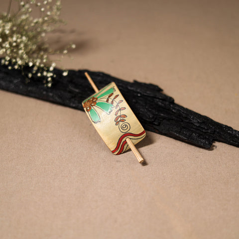 Kerala Mural Handpainted Bamboo Bun Holder Juda Pin 16