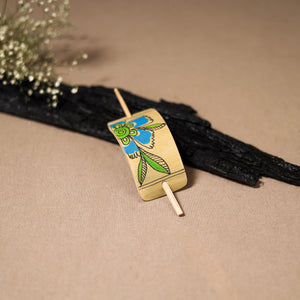 Kerala Mural Handpainted Bamboo Bun Holder Juda Pin 19